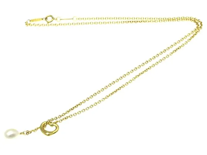 Tiffany & Co Collar Lariat de Perlas Open Heart de Tiffany Dorado 