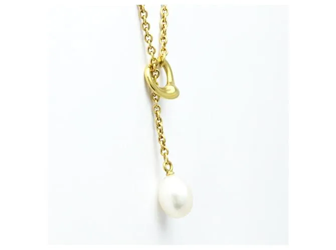 Tiffany & Co Collar Lariat de Perlas Open Heart de Tiffany Dorado 
