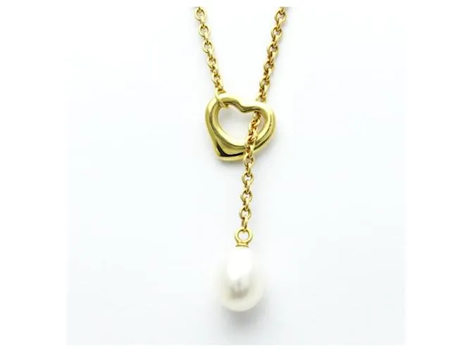 Tiffany & Co Collar Lariat de Perlas Open Heart de Tiffany Dorado 