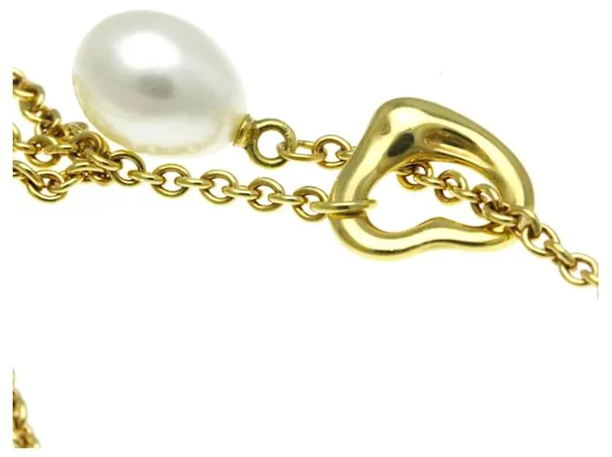 Tiffany & Co Collar Lariat de Perlas Open Heart de Tiffany Dorado 
