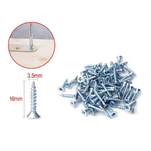 Tornillo Madera Aglomerado Cabeza Fresada Acero (65 Uds) 3.5x16 Mm Gris
