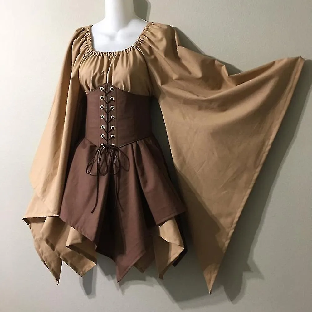 TRAJES RENACENTISTAS MEDIEVALES PARA MUJERES CORSé PIRATA VESTIDO MANGA BENGALA PARA MUJERES VESTIDO CORTO IRLANDéS TRADICIONAL