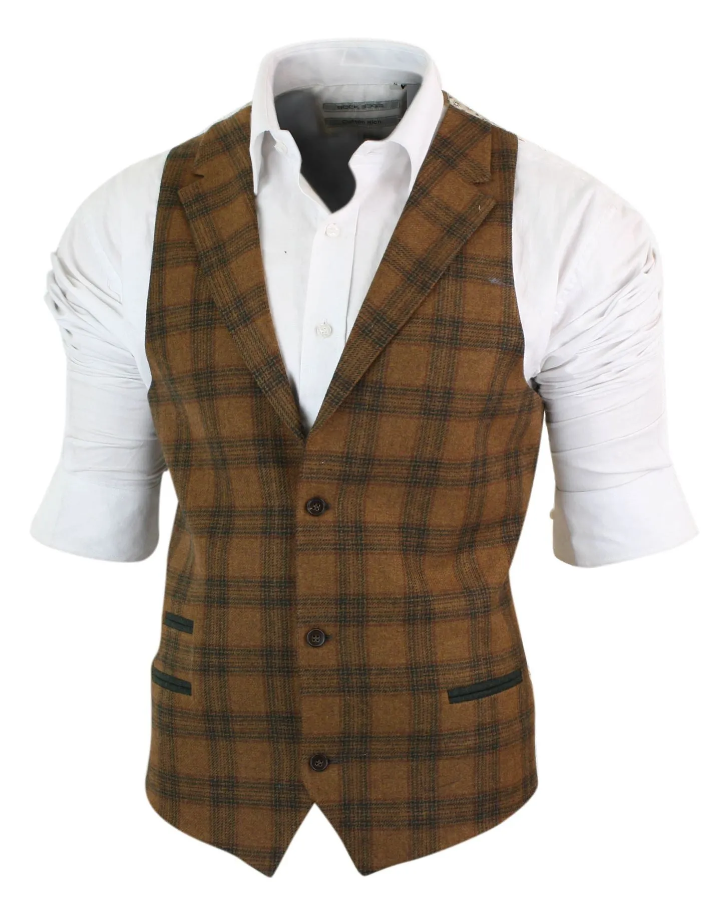 TRUCLOTHING STZ14  TRAJE 3 PIEZAS BLINDERS TEXTURA DE ESPIGA LANA VINTAGE AJUSTADO OLIVE