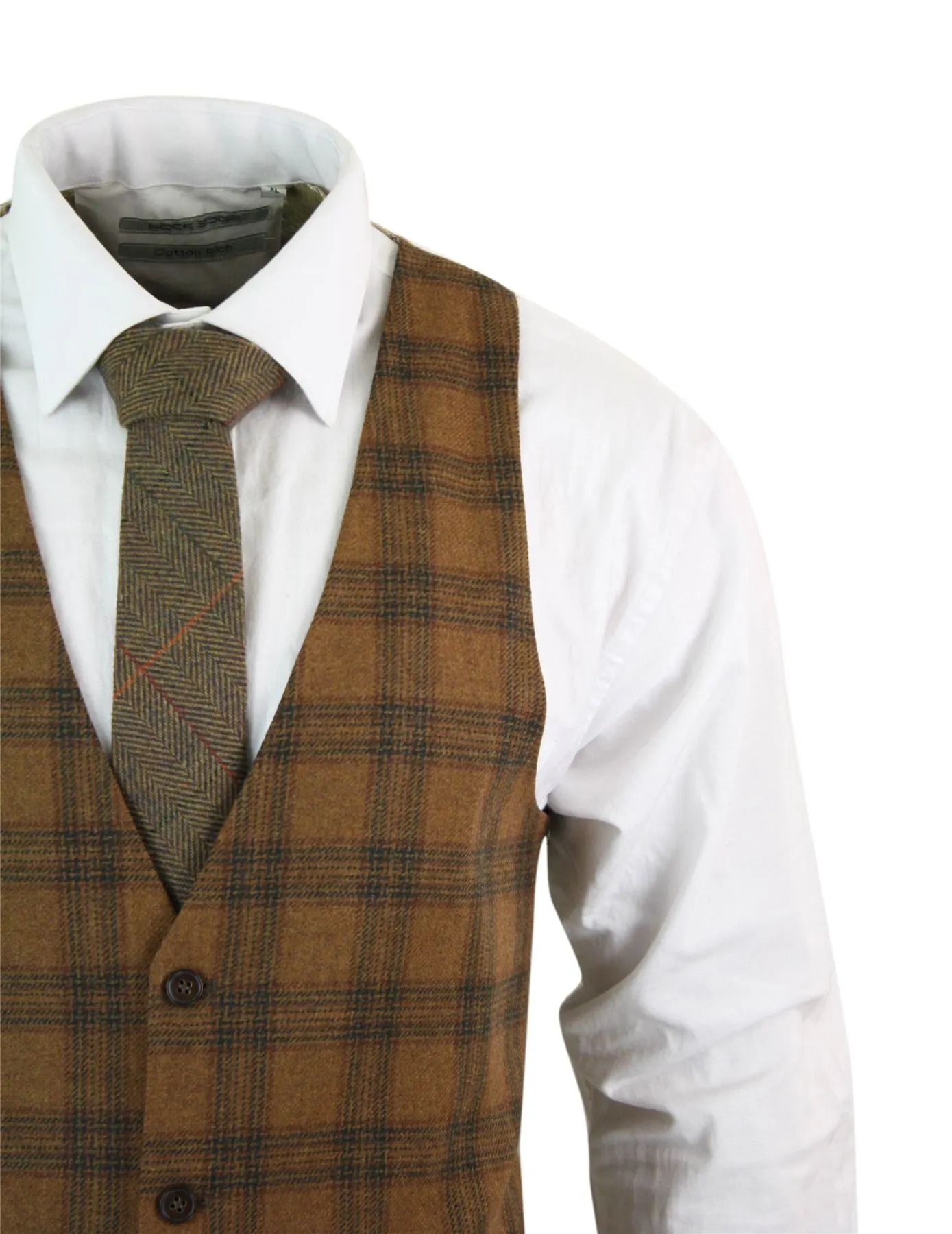 TRUCLOTHING STZ14  TRAJE 3 PIEZAS BLINDERS TEXTURA DE ESPIGA LANA VINTAGE AJUSTADO OLIVE