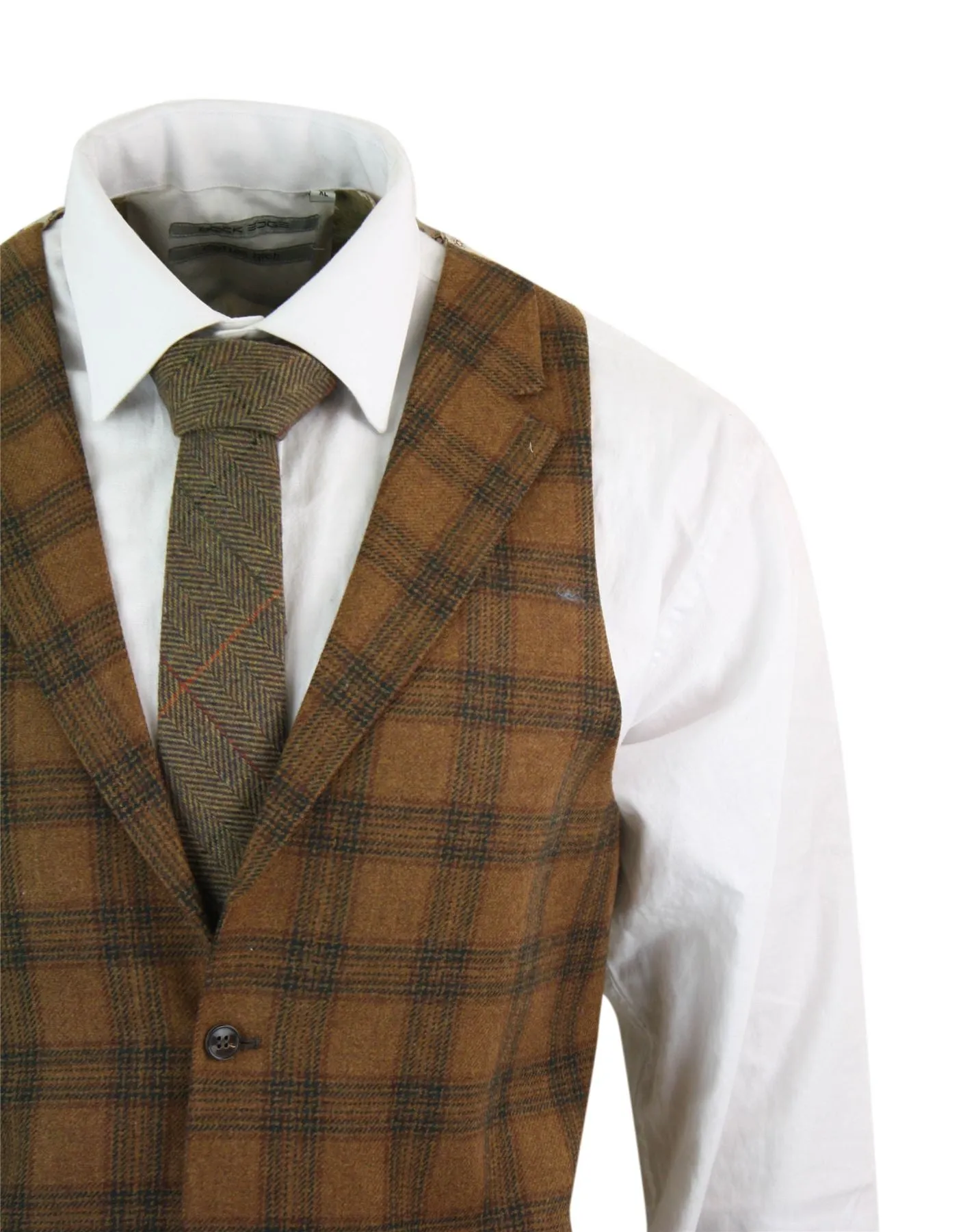 TRUCLOTHING STZ14  TRAJE 3 PIEZAS BLINDERS TEXTURA DE ESPIGA LANA VINTAGE AJUSTADO OLIVE