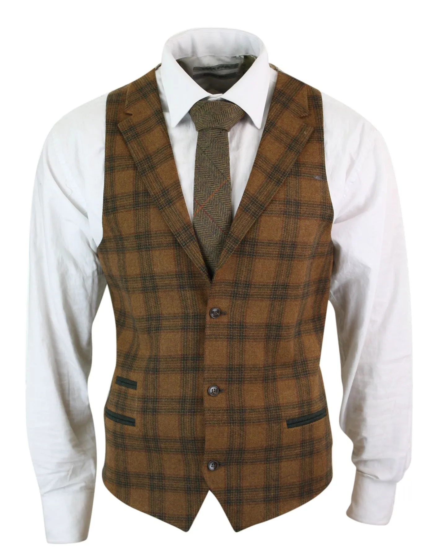 TRUCLOTHING STZ14  TRAJE 3 PIEZAS BLINDERS TEXTURA DE ESPIGA LANA VINTAGE AJUSTADO OLIVE