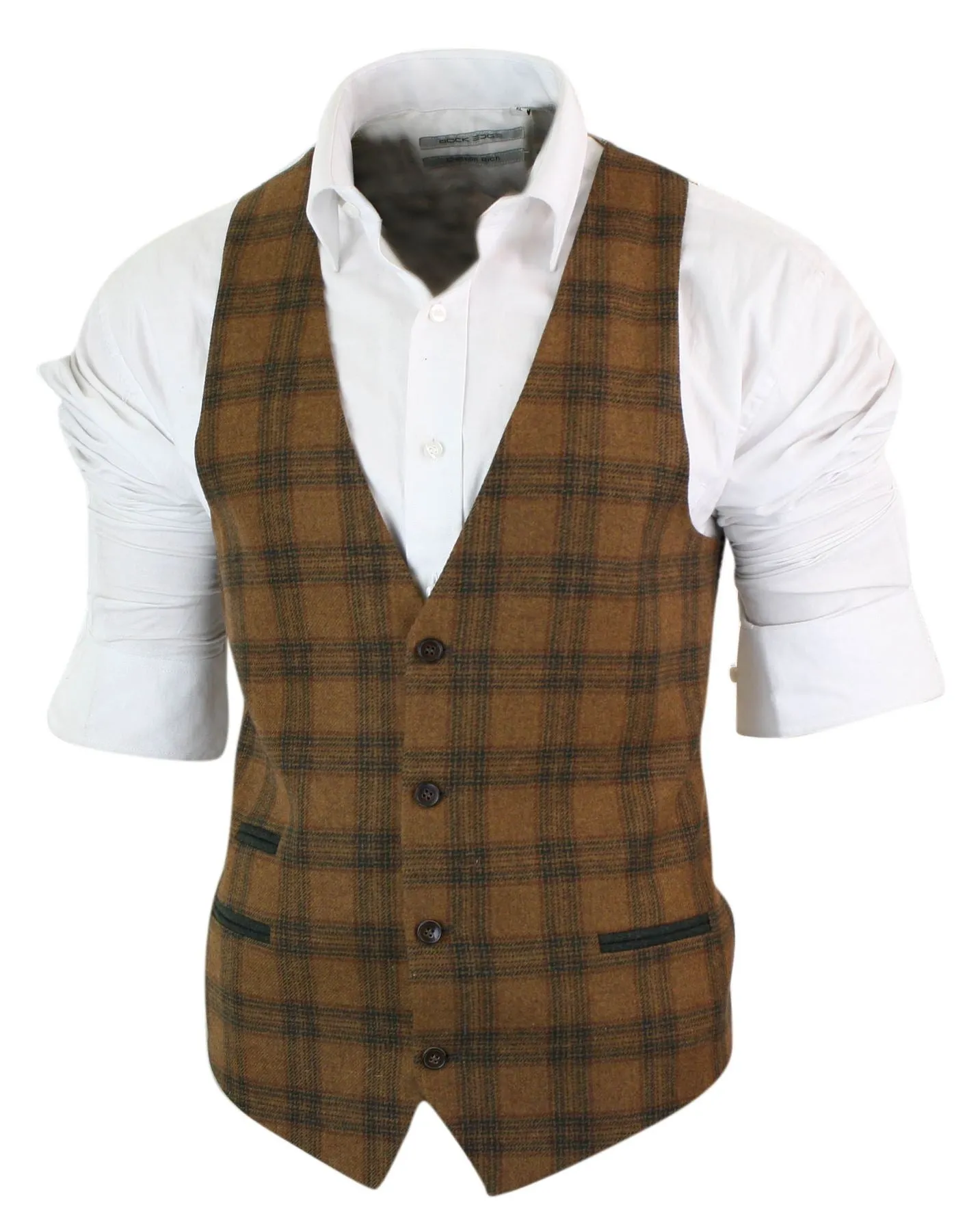 TRUCLOTHING STZ14  TRAJE 3 PIEZAS BLINDERS TEXTURA DE ESPIGA LANA VINTAGE AJUSTADO OLIVE