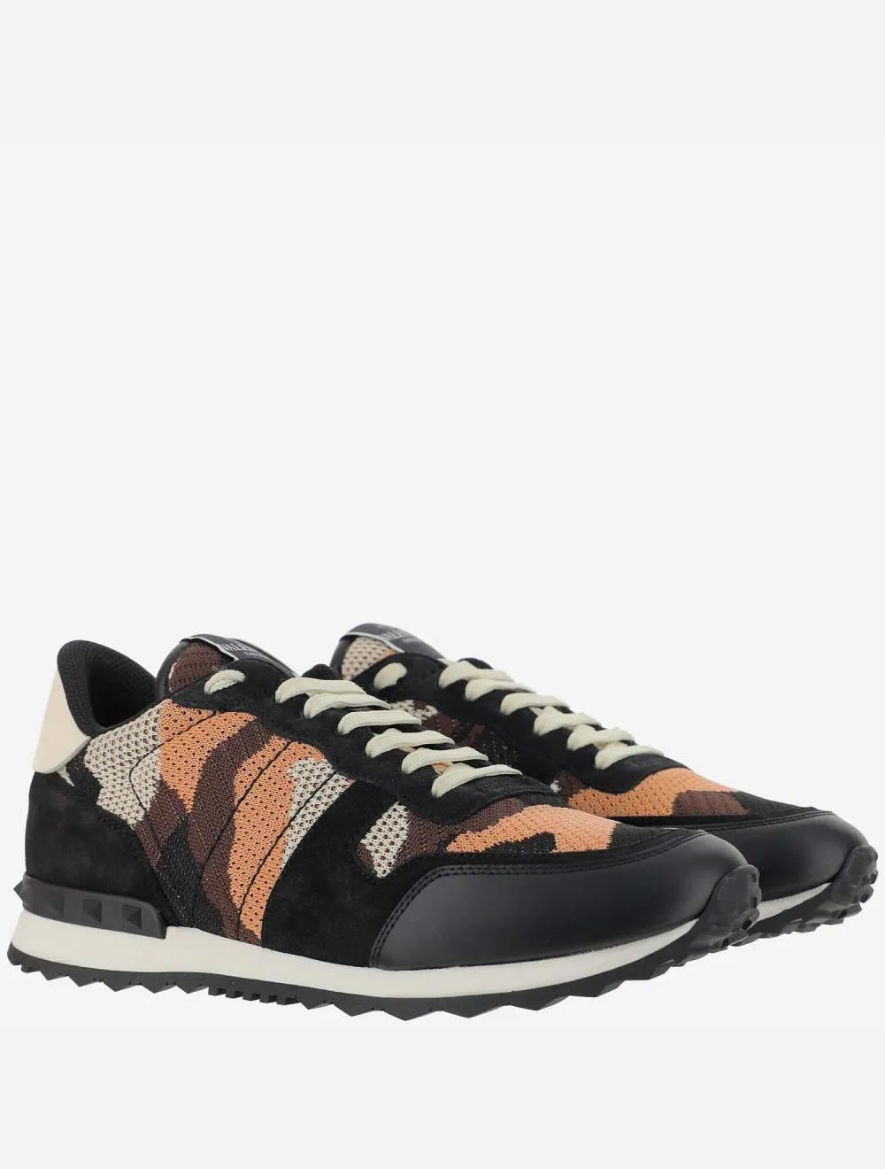Valentino Embroidered Fabric Rockrunner Camouflage Sneakers