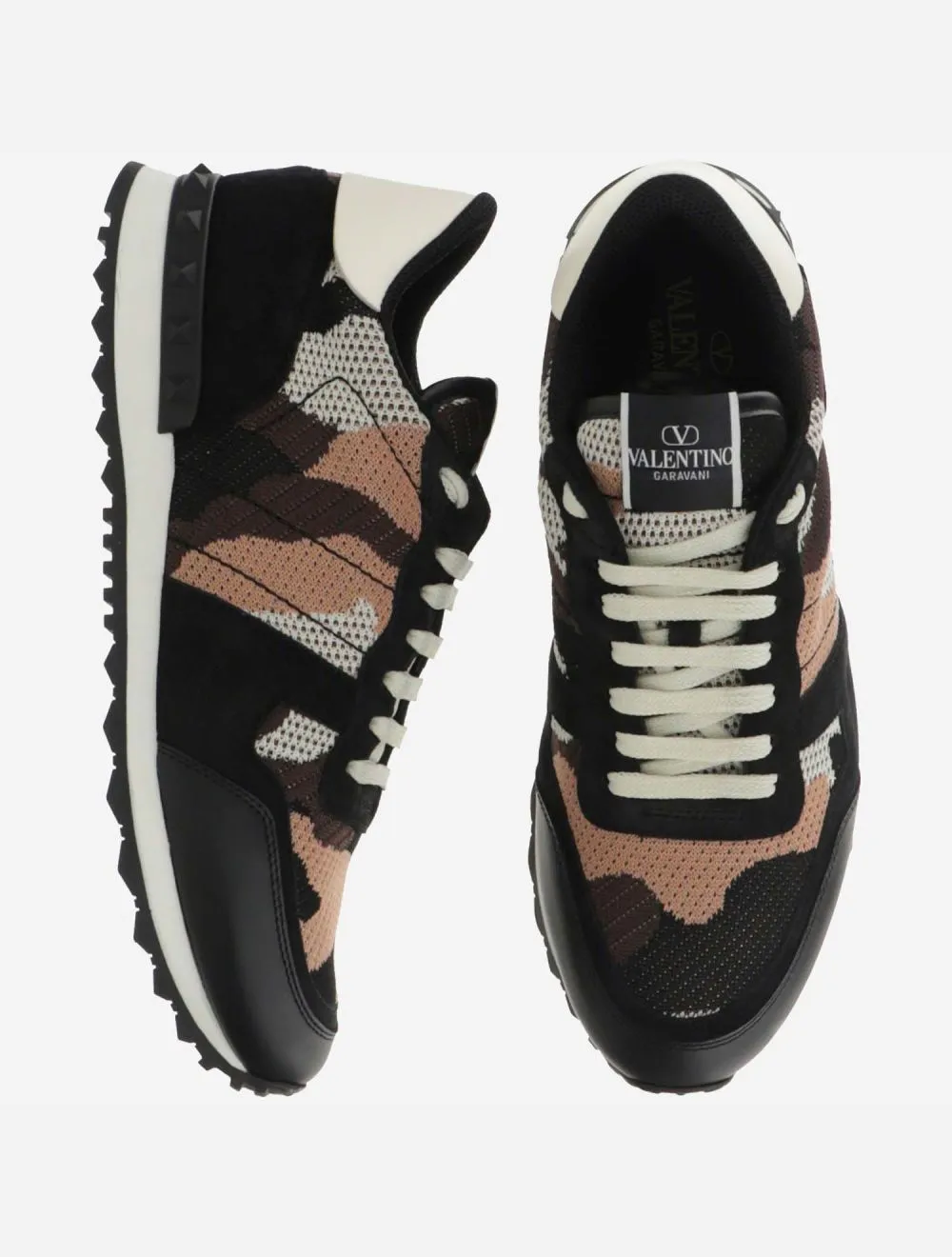 Valentino Embroidered Fabric Rockrunner Camouflage Sneakers