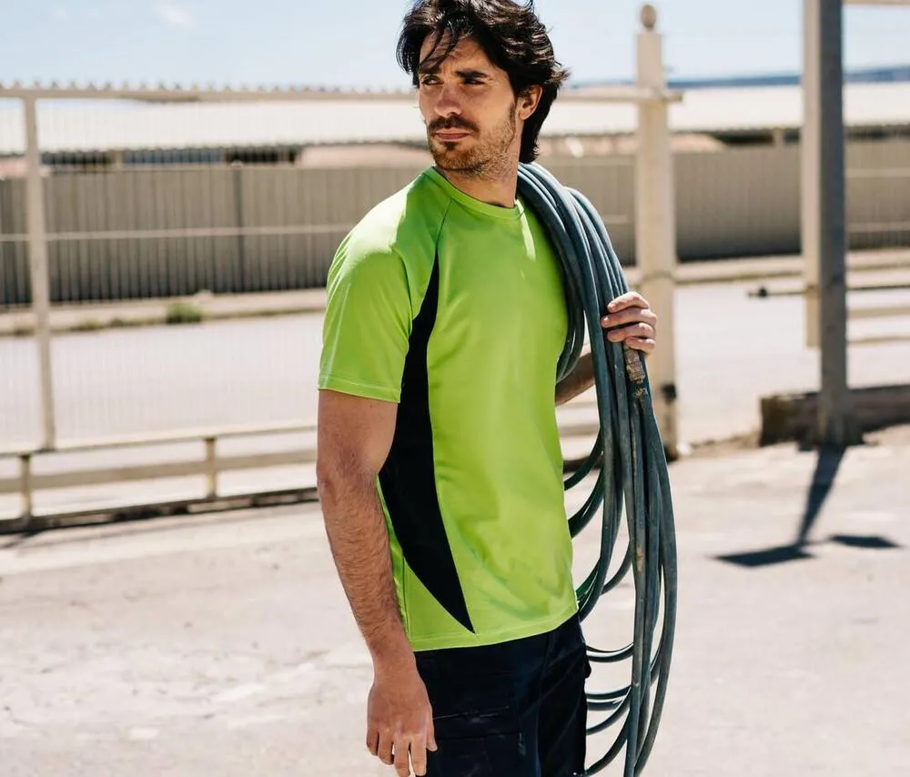 VELILLA V5501  CAMISETA TéCNICA BICOLOR  BLACK/FLUO ORANGE