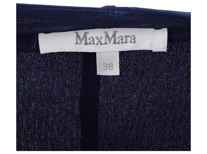 Vestido Max Mara Drapeado de Manga Larga en Seda Azul 