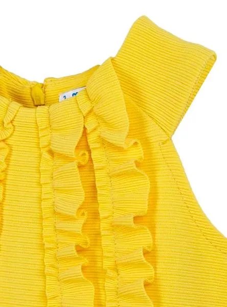 vestido mayoral punto otoman amarillo para niña