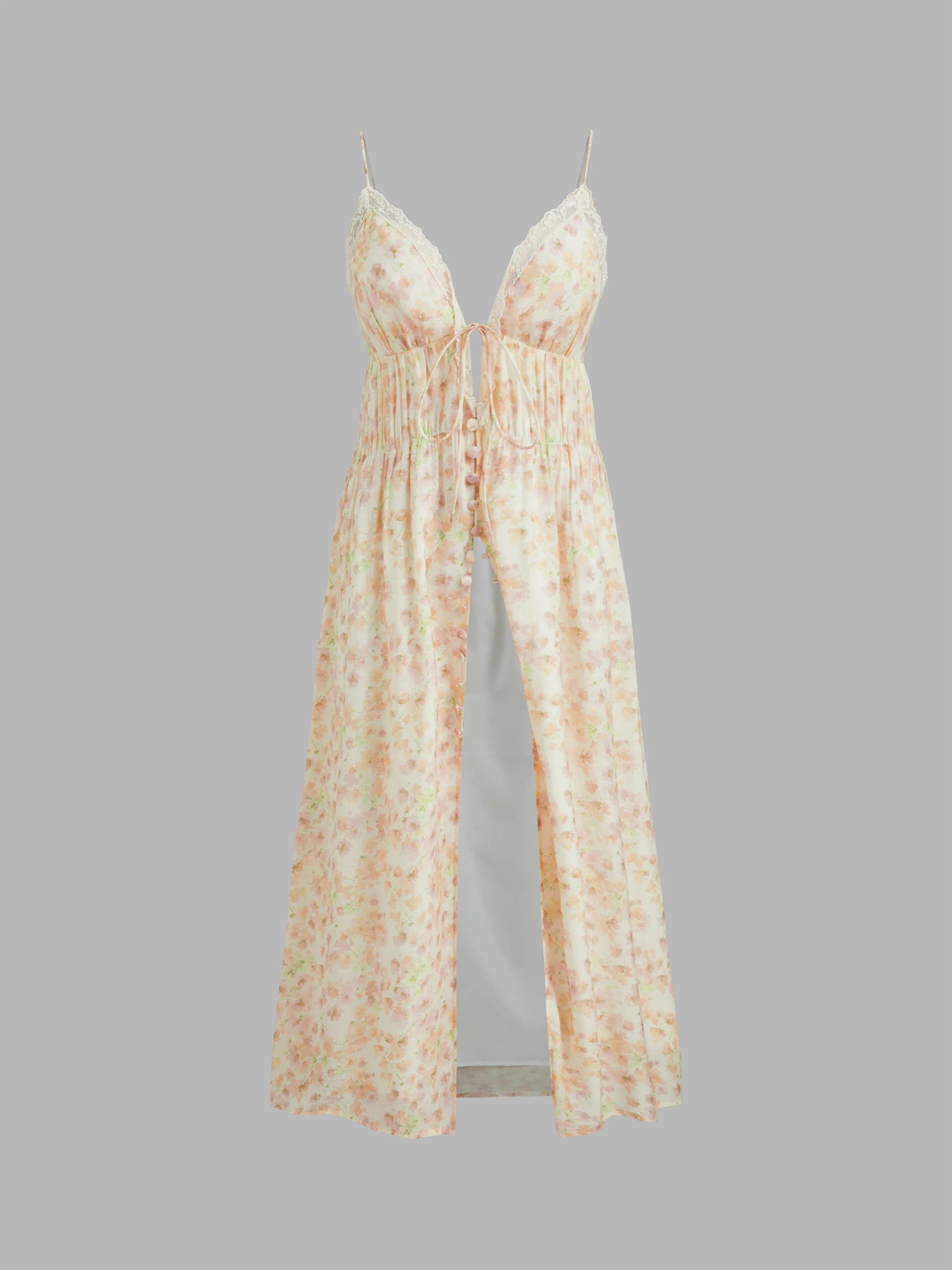 Vestido Midi Floral con Nudo en V