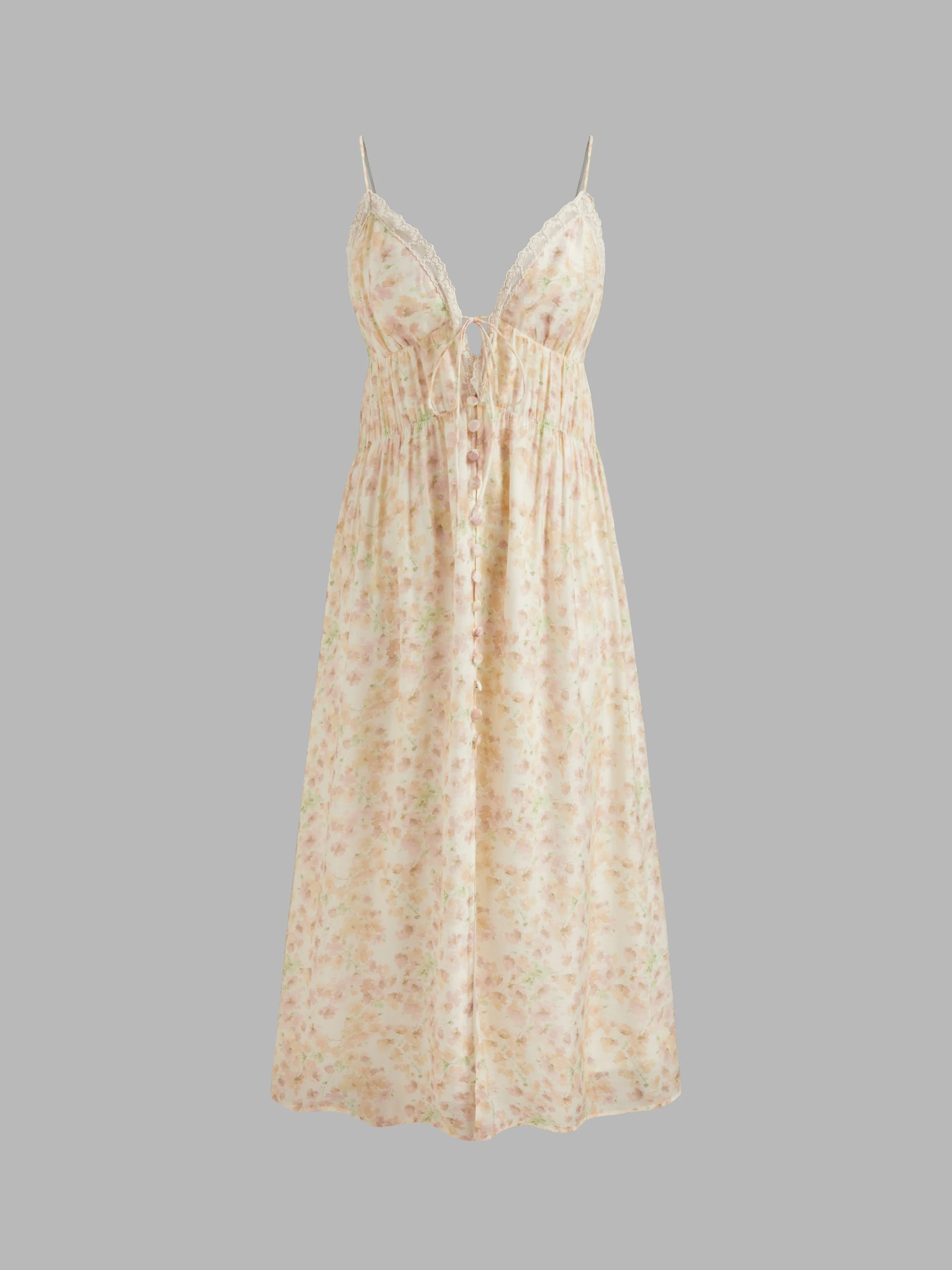 Vestido Midi Floral con Nudo en V