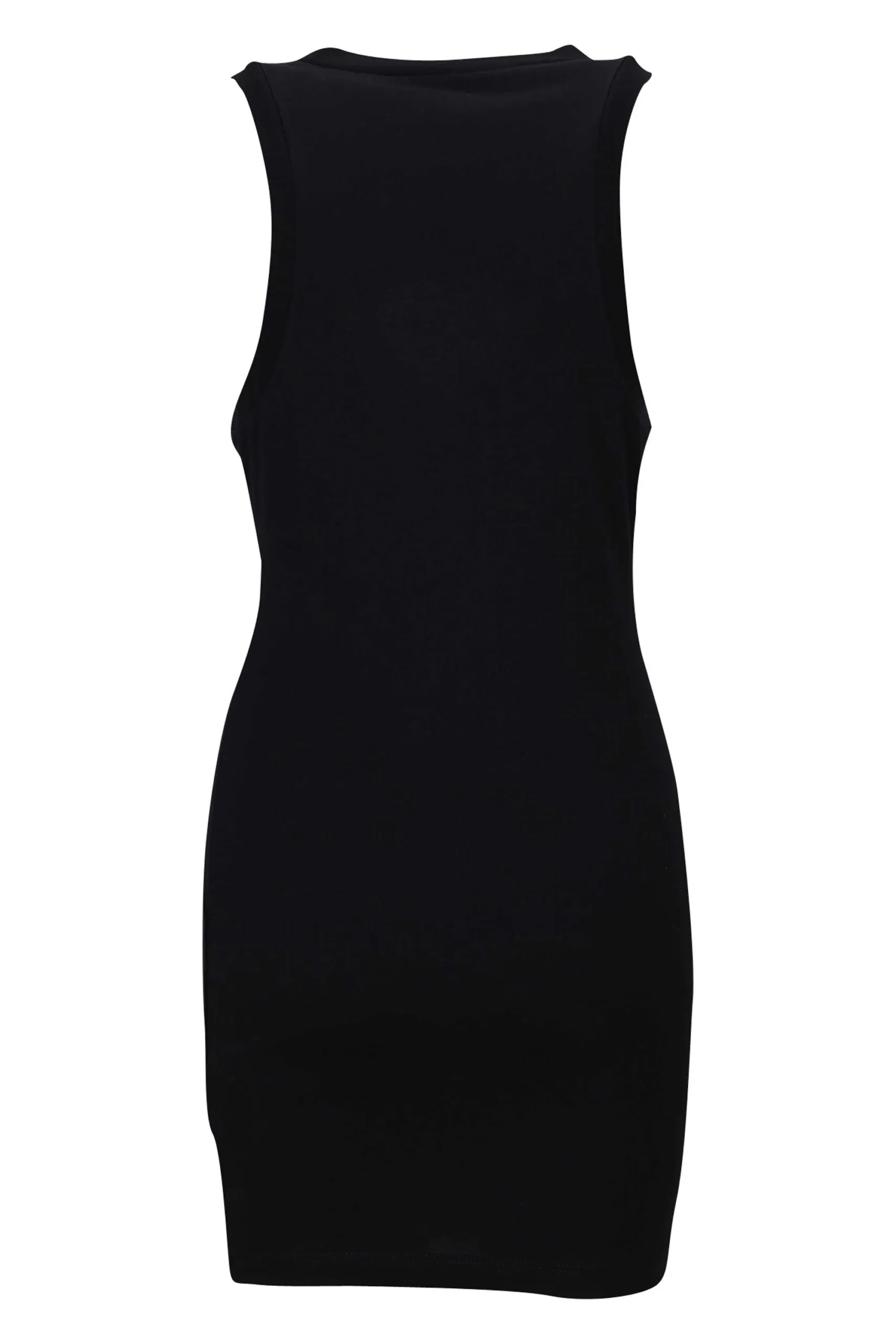 Vestido negro con logo corazón transparente centrado