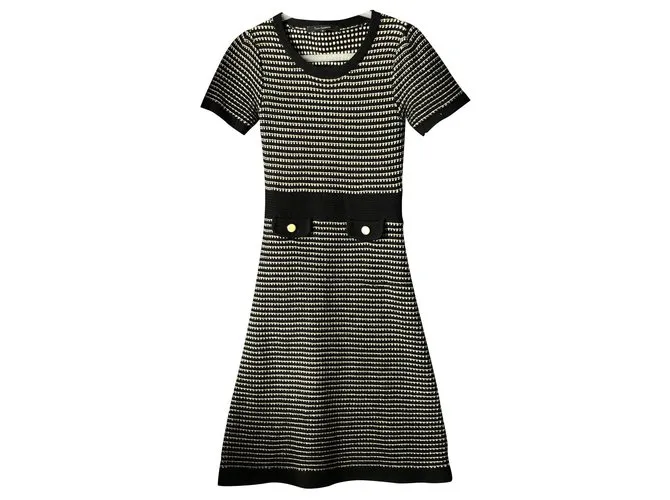 Vestido negro de lana Tara Jarmon Blanco 