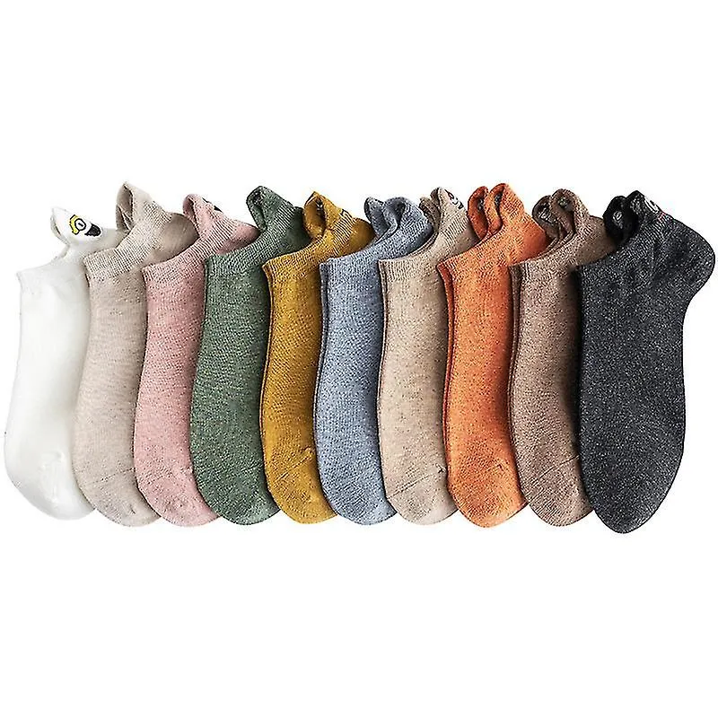 Wabjtam 10 pares calcetines de dibujos animados bordados Casual Funny Boat Socks Ankle Low Cut Socks