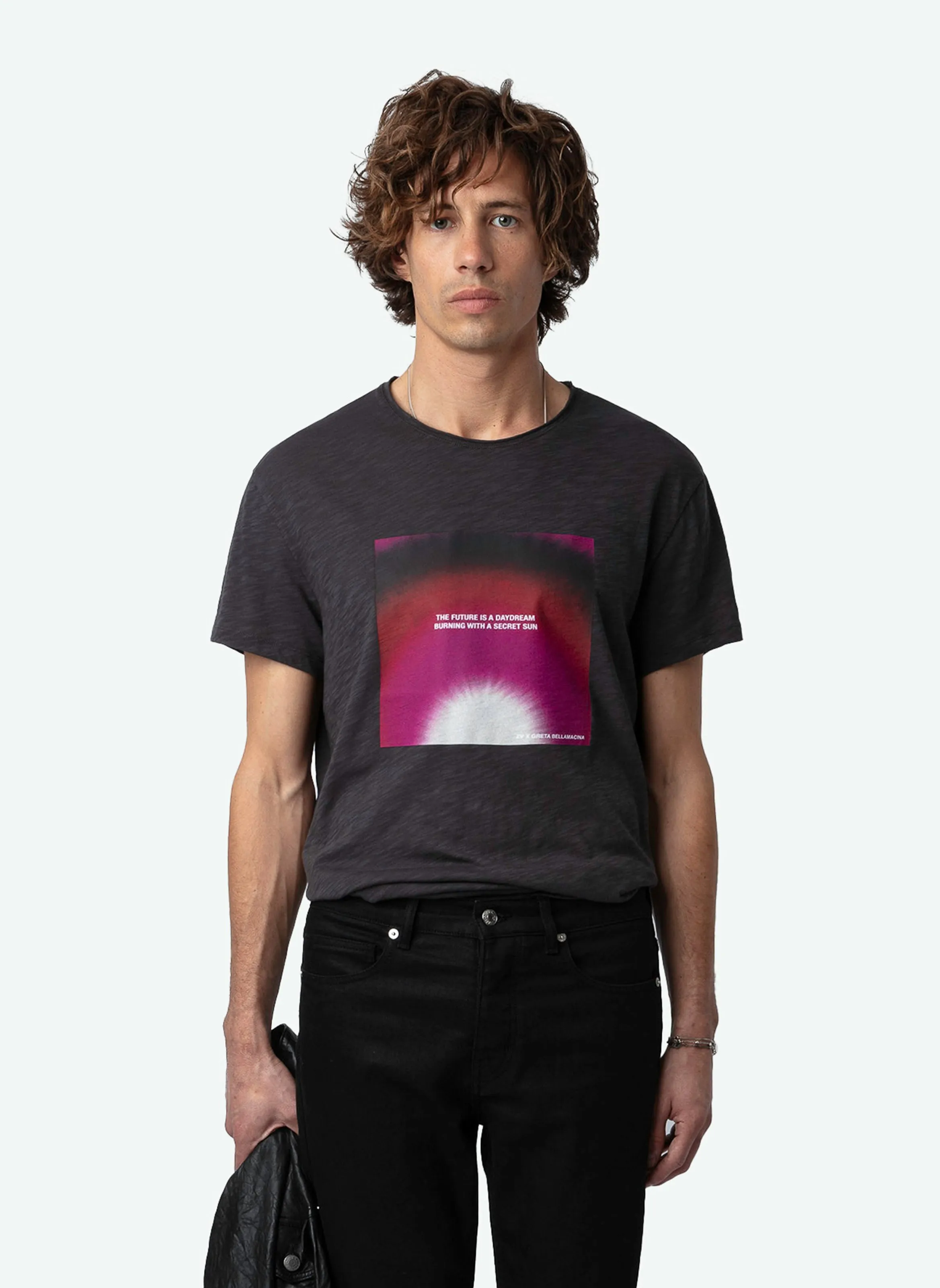 ZADIG&VOLTAIRE TOBY  CAMISETA ESTAMPADA DE ALGODóN ORGáNICO EN GRIS