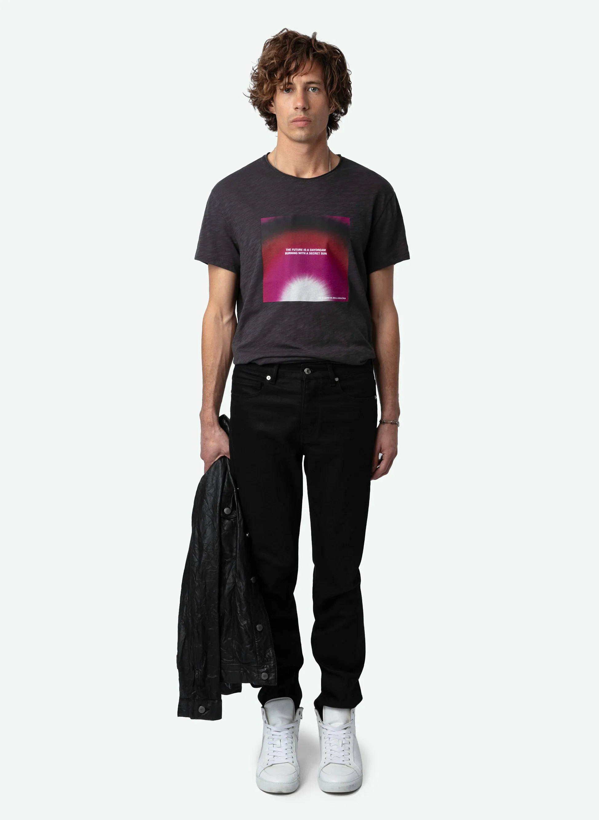 ZADIG&VOLTAIRE TOBY  CAMISETA ESTAMPADA DE ALGODóN ORGáNICO EN GRIS