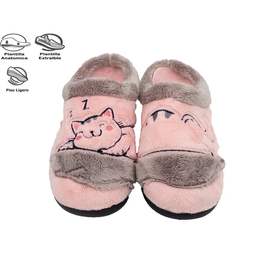 ZAPATILLA CANO CONFORT 2686 CASA PARA MUJER CÓMODA CHINELA DESCALZA PELUCHE ROSA PLANTILLA EXTRAÍBLE SUPERCONFORT 27925