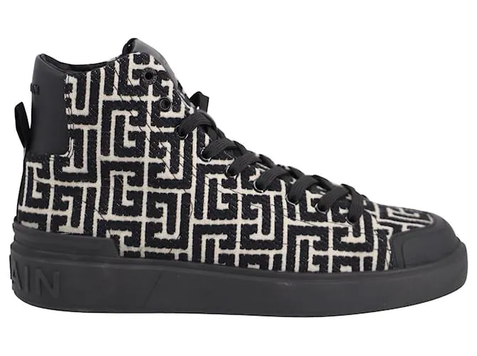 ZAPATILLAS ALTAS EN ALGODóN NEGRO CON MONOGRAMA BCOURT DE BALMAIN 