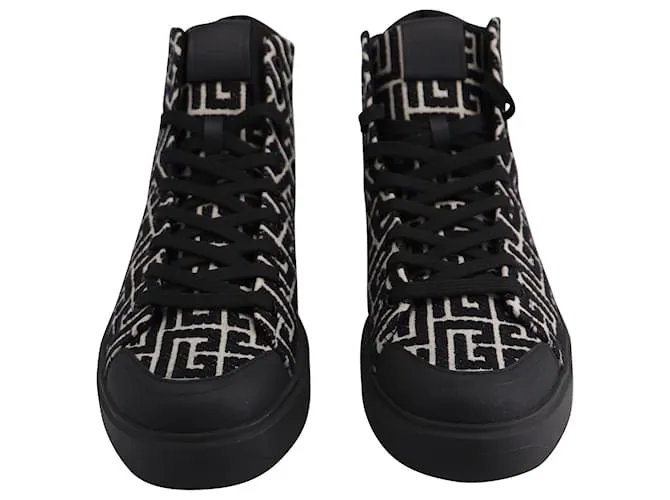 ZAPATILLAS ALTAS EN ALGODóN NEGRO CON MONOGRAMA BCOURT DE BALMAIN 