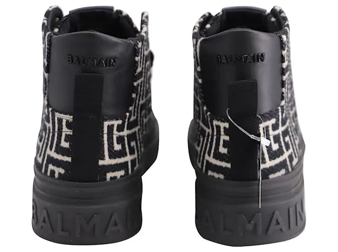 ZAPATILLAS ALTAS EN ALGODóN NEGRO CON MONOGRAMA BCOURT DE BALMAIN 