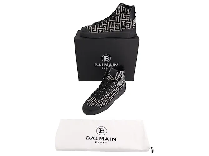 ZAPATILLAS ALTAS EN ALGODóN NEGRO CON MONOGRAMA BCOURT DE BALMAIN 